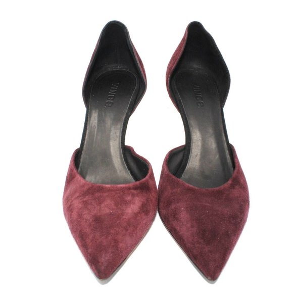 Vince Womens Sz 9.5M Celeste Dorsay Burgundy Red Brown Suede Pointed Toe Heels - Picture 2 of 10